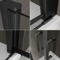 Saniverre Porte de douche KIMIBLACK H.190 largeur réglable 97 à 100 cm verre transparent -