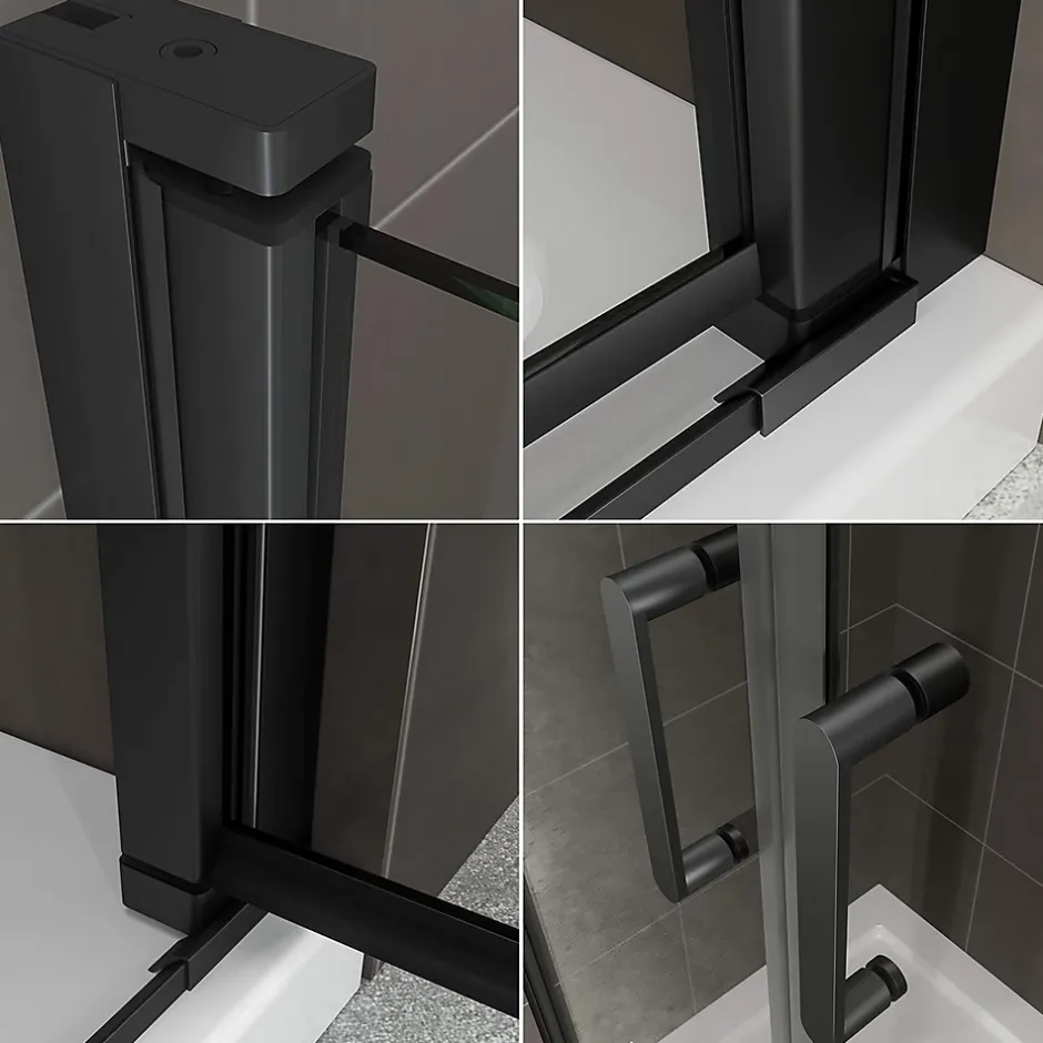 Saniverre Porte de douche KIMIBLACK H.190 largeur réglable 97 à 100 cm verre transparent -
