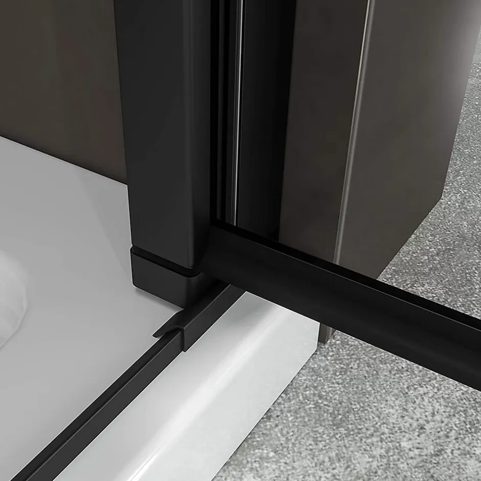 Saniverre Porte de douche KIMIBLACK H.190 largeur réglable 97 à 100 cm verre transparent -