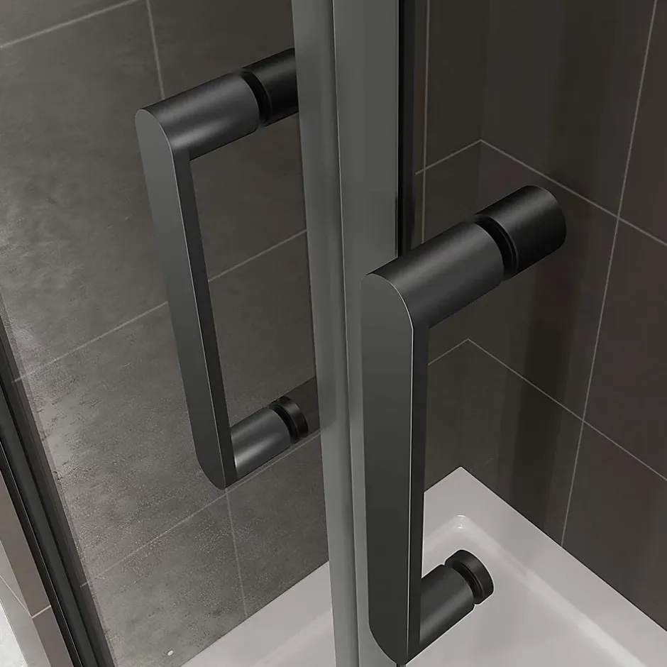 Saniverre Porte de douche KIMIBLACK H.190 largeur réglable 97 à 100 cm verre transparent -