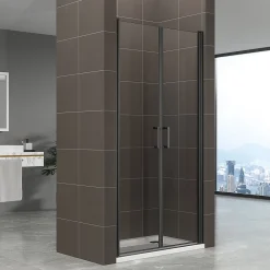 Saniverre Porte de douche KIMIBLACK H.180 largeur réglable 76 à 79 cm verre transparent -* Porte De Douche
