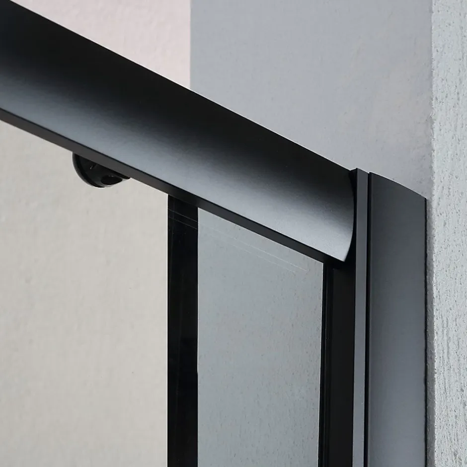 Kiamami Valentina Porte de douche niche 130 cm noir mat avec installation réversible - city* Porte De Douche