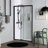 Kiamami Valentina Porte de douche noir mat 140 cm niche avec porte coulissante - city* Porte De Douche