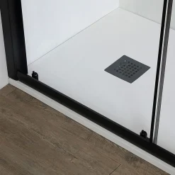 Kiamami Valentina Porte de douche noir mat 140 cm niche avec porte coulissante - city* Porte De Douche