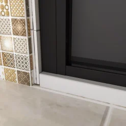 AICA Sanitaire porte de douche Noir 100x200cm,5mm verre securit,Paroi de douche avec porte pivotante,Robustesse et Design Moderne