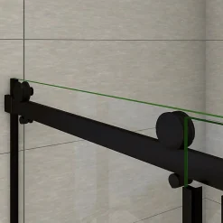 AICA Sanitaire Porte De Douche Noire Coulissante 140x200cm Porte De Douche Coulissante Noir En 8mm Verre Anticalcaire