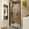 GoodHome Porte de douche pivotante l.90 x H.195 cm, verre transparent, profilés alu noir, Ledava* Porte De Douche