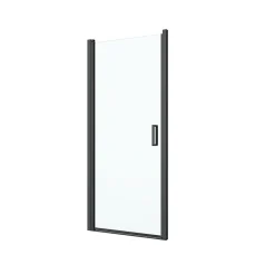 GoodHome Porte de douche pivotante l.90 x H.195 cm, verre transparent, profilés alu noir, Ledava* Porte De Douche