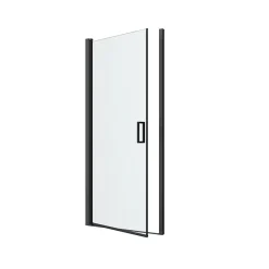 GoodHome Porte de douche pivotante l.90 x H.195 cm, verre transparent, profilés alu noir, Ledava* Porte De Douche