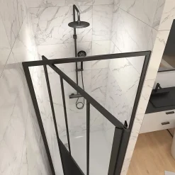 Galedo Porte de douche pivotante noir Fabrik 90cm