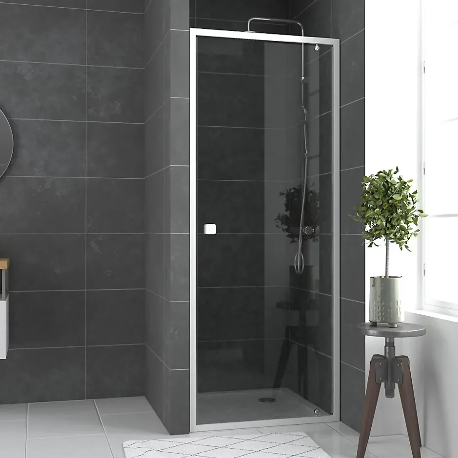 Galedo Porte de douche pivotante blanc Spot transparent 70 à 80cm* Porte De Douche