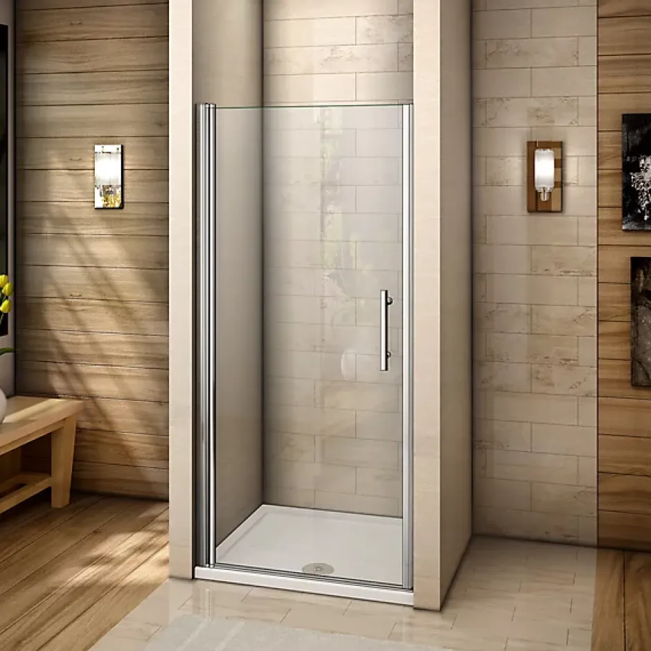 AICA Sanitaire Porte de douche pivotante 70cm en 6mm verre anticalcaire Installation en niche Hauteur 197cm