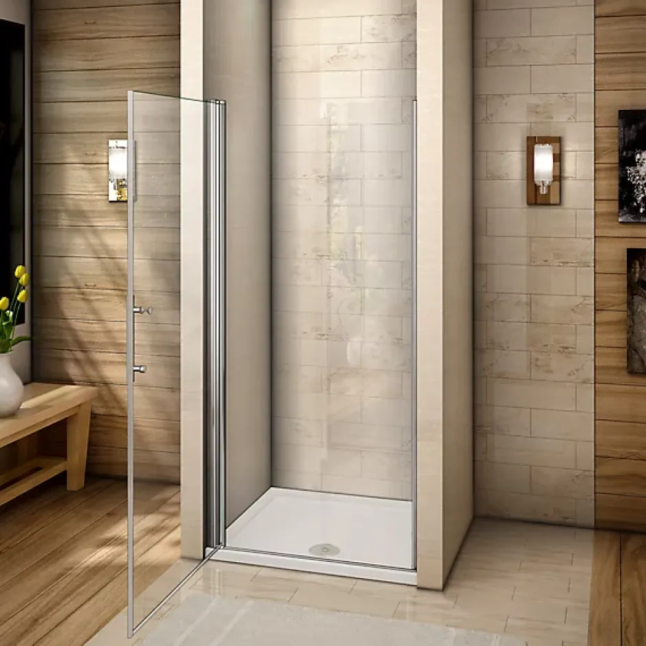 AICA Sanitaire Porte de douche pivotante 70cm en 6mm verre anticalcaire Installation en niche Hauteur 197cm