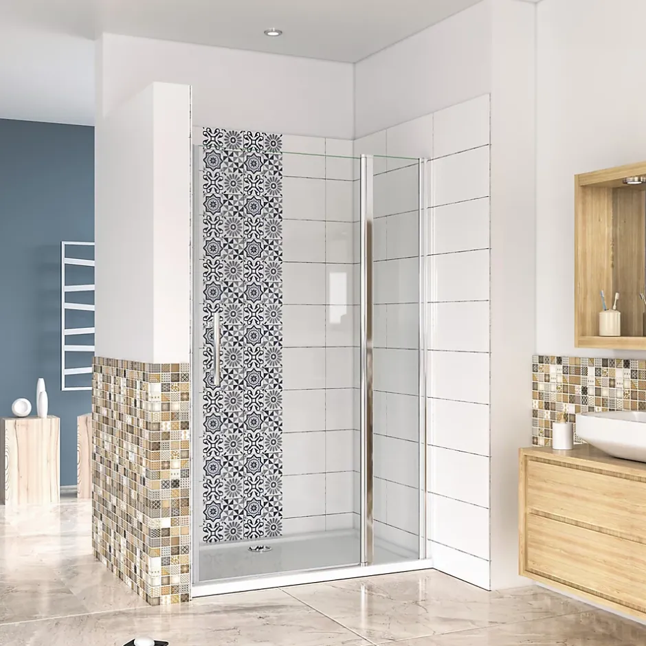 AICA Sanitaire Porte de douche pivotante en 6mm verre securit anticalcaire porte de douche 106cm avec 1 élément fixe Hauteur 187cm* Porte De Douche