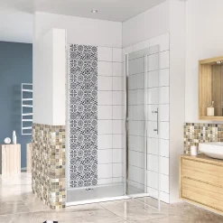 AICA Sanitaire Porte de douche pivotante en 6mm verre securit anticalcaire porte de douche 106cm avec 1 élément fixe Hauteur 187cm* Porte De Douche