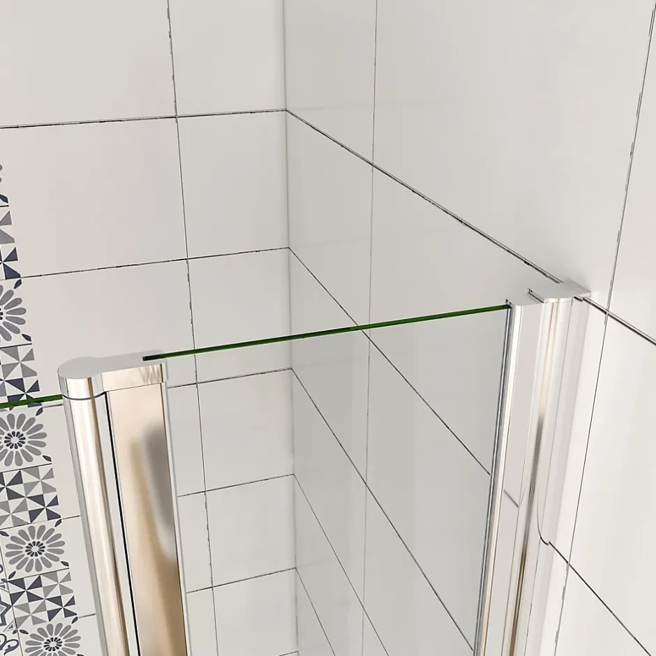 AICA Sanitaire Porte de douche pivotante en 6mm verre securit anticalcaire porte de douche 106cm avec 1 élément fixe Hauteur 187cm* Porte De Douche