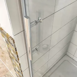 AICA Sanitaire Porte de douche pivotante en 6mm verre securit anticalcaire porte de douche 106cm avec 1 élément fixe Hauteur 187cm* Porte De Douche