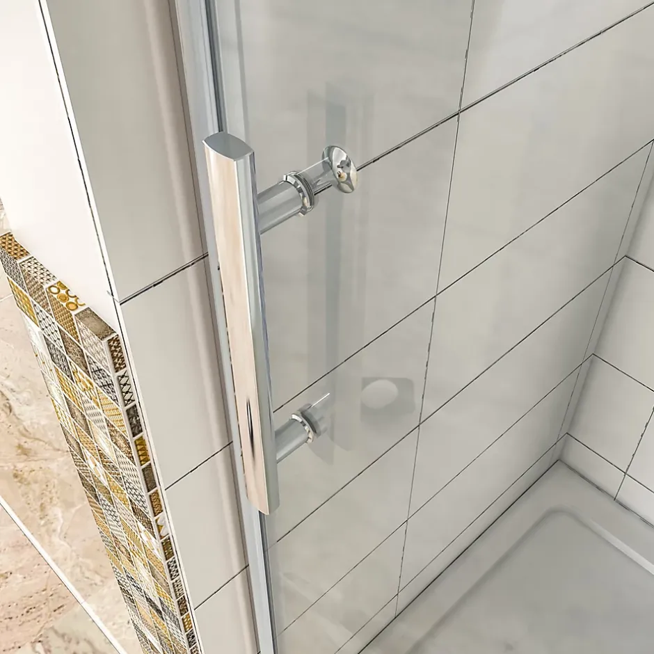 AICA Sanitaire Porte de douche pivotante en 6mm verre securit anticalcaire porte de douche 106cm avec 1 élément fixe Hauteur 187cm* Porte De Douche