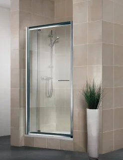 Schulte Porte de douche pivotante largeur extensible de 89 à 101cm, H. 185 cm, verre transparent, profilé chromé, Impériale