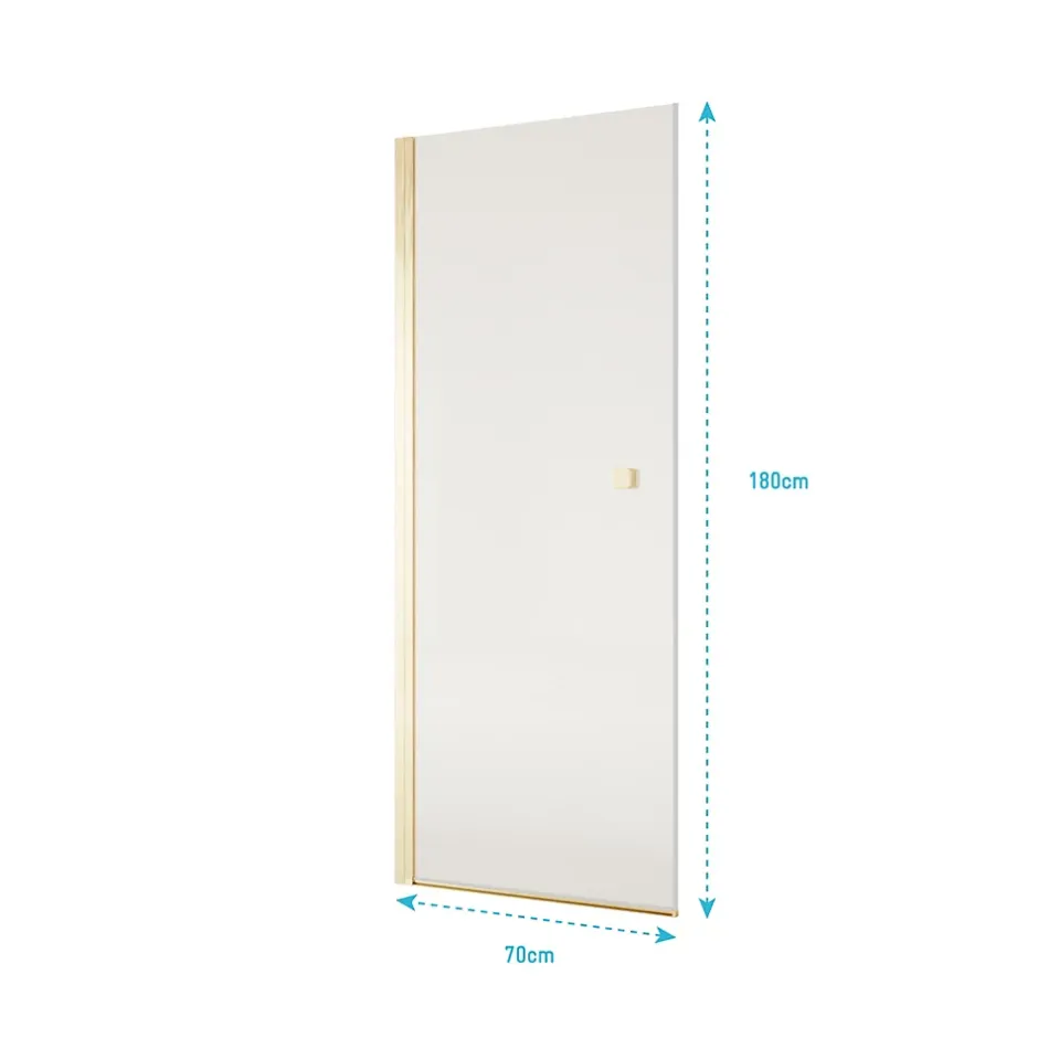 Aurlane Porte de Douche Pivotante 70x180 cm en Verre Trempe 5 mm - Finition Or Brosse - GOLD ELEMENTARY
