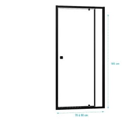 Aurlane Porte de douche Pivotante Noir 80-90x185cm - Extensible de 78 à 90 cm - BLACK SLIDE 80 90* Porte De Douche