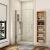 AICA Sanitaire Porte de douche pivotante 76cm en 6mm verre anticalcaire Installation en niche Hauteur 187cm