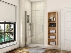 AICA Sanitaire Porte de douche pivotante 76cm en 6mm verre anticalcaire Installation en niche Hauteur 187cm