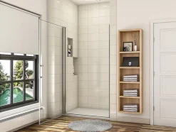 AICA Sanitaire Porte de douche pivotante 76cm en 6mm verre anticalcaire Installation en niche Hauteur 187cm