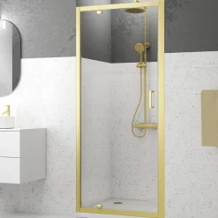 Galedo Porte de douche pivotante 90 x 200 cm, profilés alu doré brossé, Factory Gold* Porte De Douche