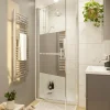 GoodHome Porte de douche pivotante l.80 x H.195 cm, bandes miroir, profilés alu chrome, Ledava* Porte De Douche
