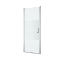 GoodHome Porte de douche pivotante l.80 x H.195 cm, bandes miroir, profilés alu chrome, Ledava* Porte De Douche