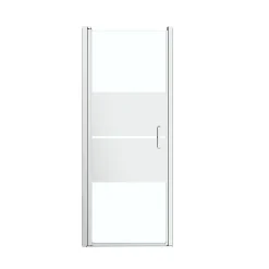 GoodHome Porte de douche pivotante l.80 x H.195 cm, bandes miroir, profilés alu chrome, Ledava* Porte De Douche