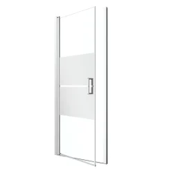 GoodHome Porte de douche pivotante l.80 x H.195 cm, bandes miroir, profilés alu chrome, Ledava* Porte De Douche
