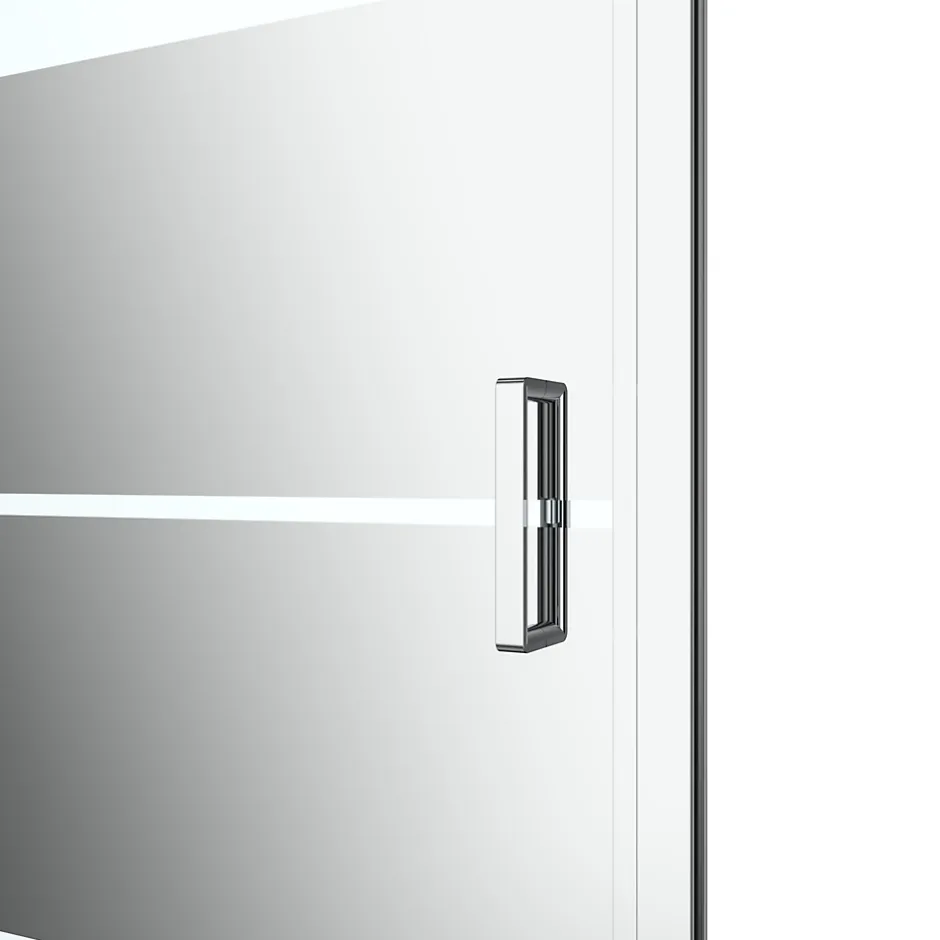 GoodHome Porte de douche pivotante l.80 x H.195 cm, bandes miroir, profilés alu chrome, Ledava* Porte De Douche