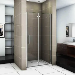 AICA Sanitaire Porte De Douche Pivotante Et Pliante 80cm Verre Trempé Anticalcaire Hauteur 185cm