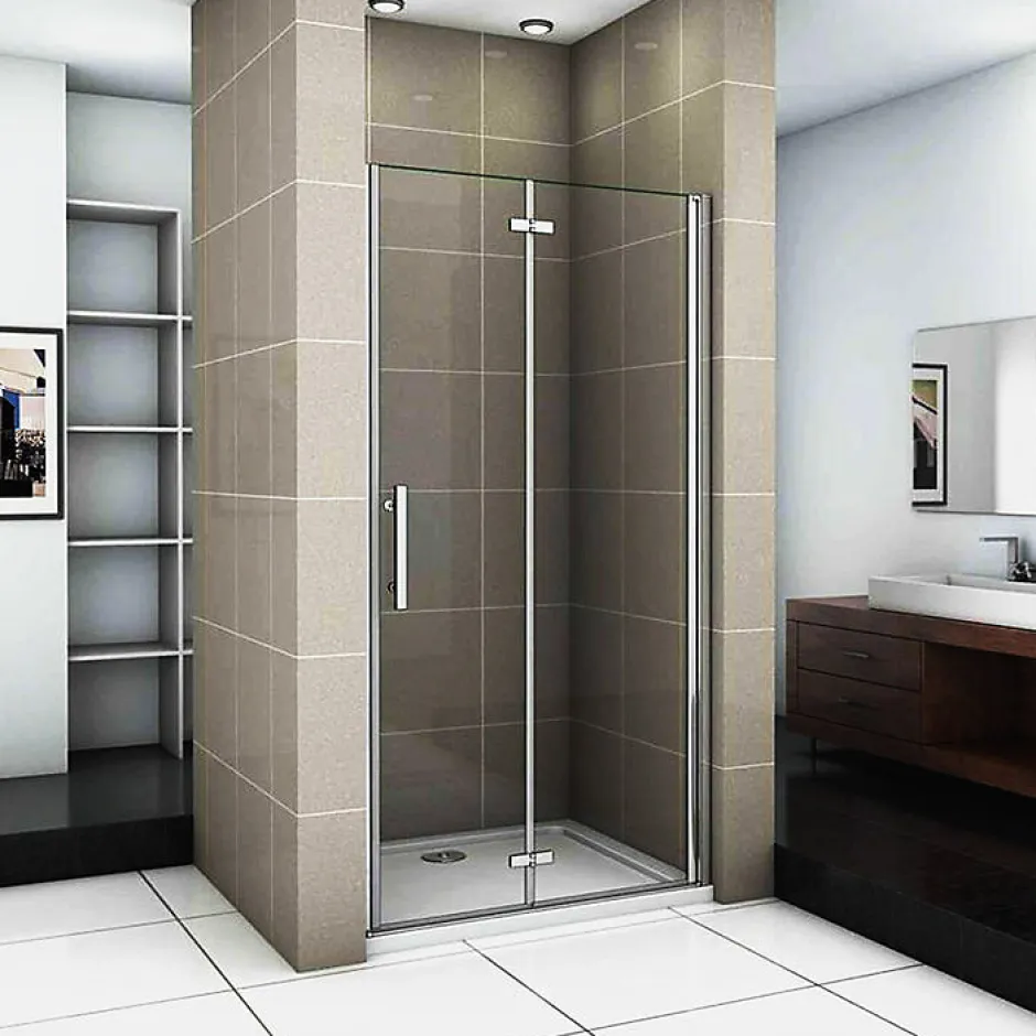 AICA Sanitaire Porte De Douche Pivotante Et Pliante 80cm Verre Trempé Anticalcaire Hauteur 185cm