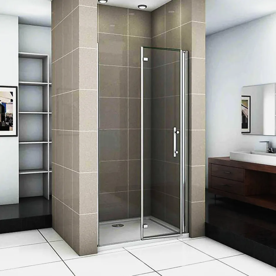 AICA Sanitaire Porte De Douche Pivotante Et Pliante 80cm Verre Trempé Anticalcaire Hauteur 185cm