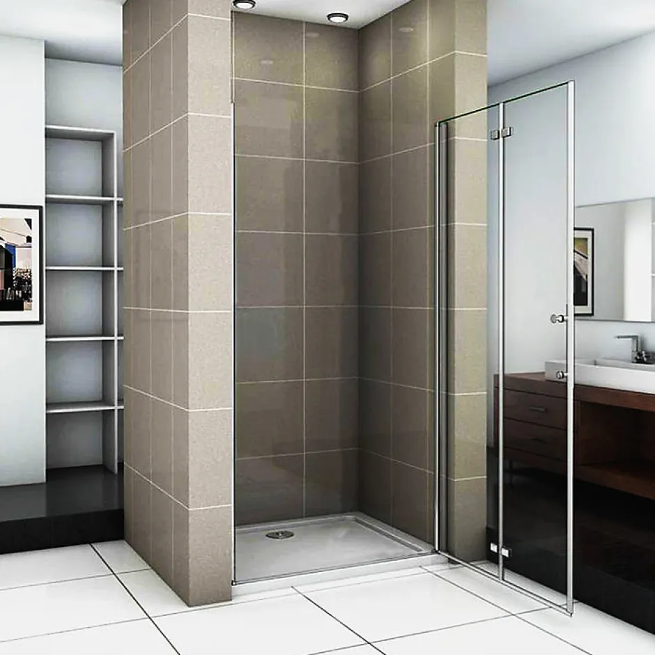 AICA Sanitaire Porte De Douche Pivotante Et Pliante 80cm Verre Trempé Anticalcaire Hauteur 185cm