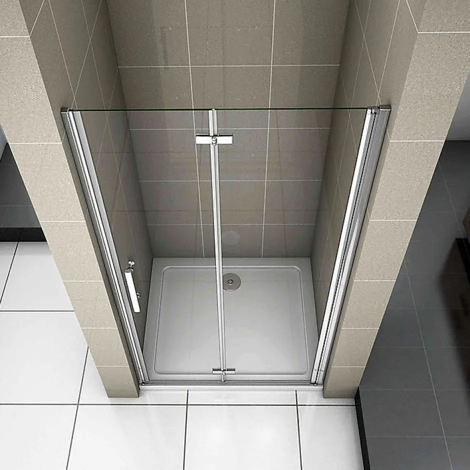 AICA Sanitaire Porte De Douche Pivotante Et Pliante 80cm Verre Trempé Anticalcaire Hauteur 185cm