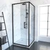 Aurlane Porte de douche Pivotante et retour 80x80x200 - Profilés noir mat - CRUSH PIVOTANTE* Porte De Douche