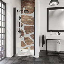 Schulte Porte de douche pivotante l.90 x H.192 cm, verre transparent, profilé noir, Zoé* Porte De Douche