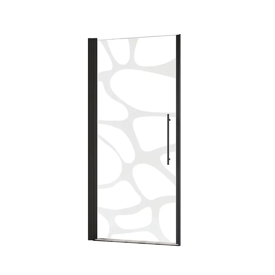 Schulte Porte de douche pivotante l.90 x H.192 cm, verre transparent, profilé noir, Zoé* Porte De Douche