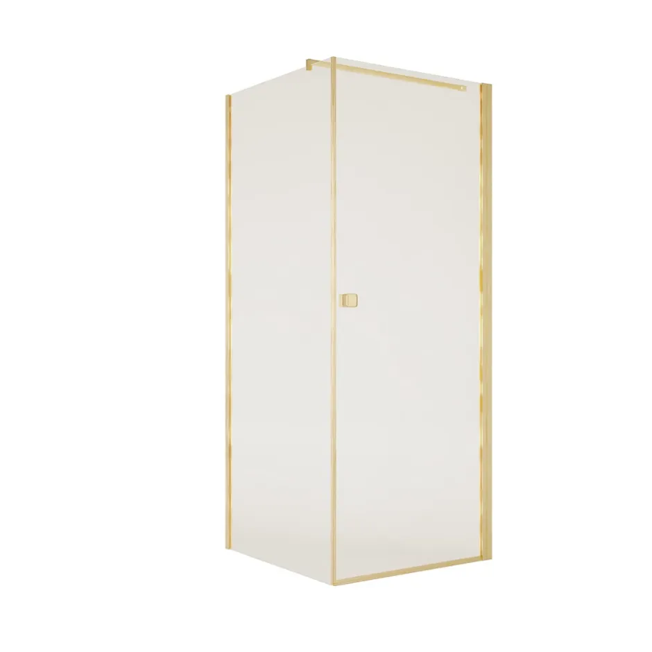 Aurlane Porte de Douche Pivotante 70x195cm et Retour 90cm - Verre 8mm Anticalcaire - Profil Or Brosse* Porte De Douche