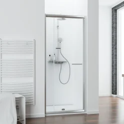 Schulte Porte de douche pivotante largeur extensible de 69 à 81cm, H.185 cm, verre transparent, profilé chromé, Impériale* Porte De Douche