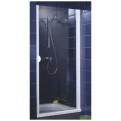 Schulte Porte de douche pivotante profilés blancs 80 cm anticalcaire, Sunny