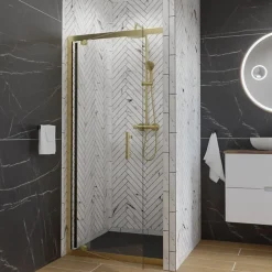 Cuisibane Porte de douche pivotante 90 cm cadre doré GOLDY* Porte De Douche