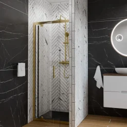 Cuisibane Porte de douche pivotante 80 cm cadre doré GOLDY