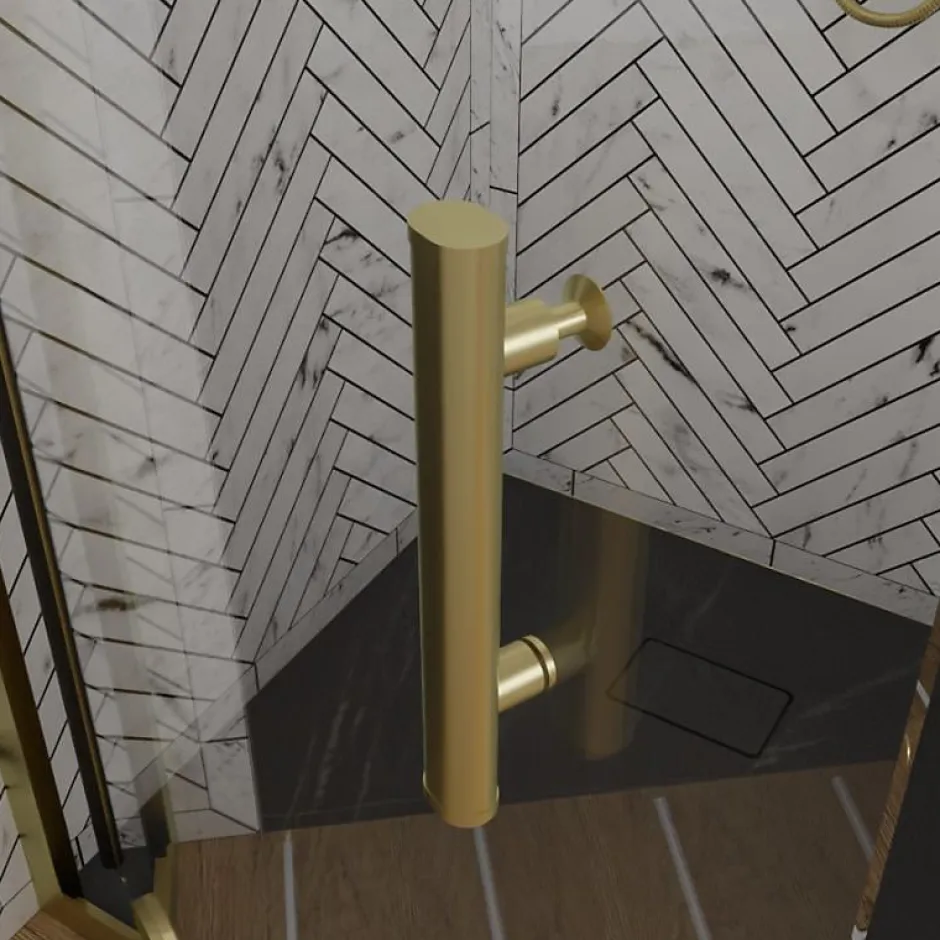 Cuisibane Porte de douche pivotante 80 cm cadre doré GOLDY