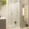 GoodHome Porte de douche pivotante axe excentré l.80 cm x H.195 cm, verre transparent, profilés alu chrome, Ledava