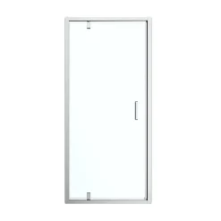 GoodHome Porte de douche pivotante axe excentré l.80 cm x H.195 cm, verre transparent, profilés alu chrome, Ledava